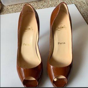 Christian Louboutin Brown Peep Toe Heels